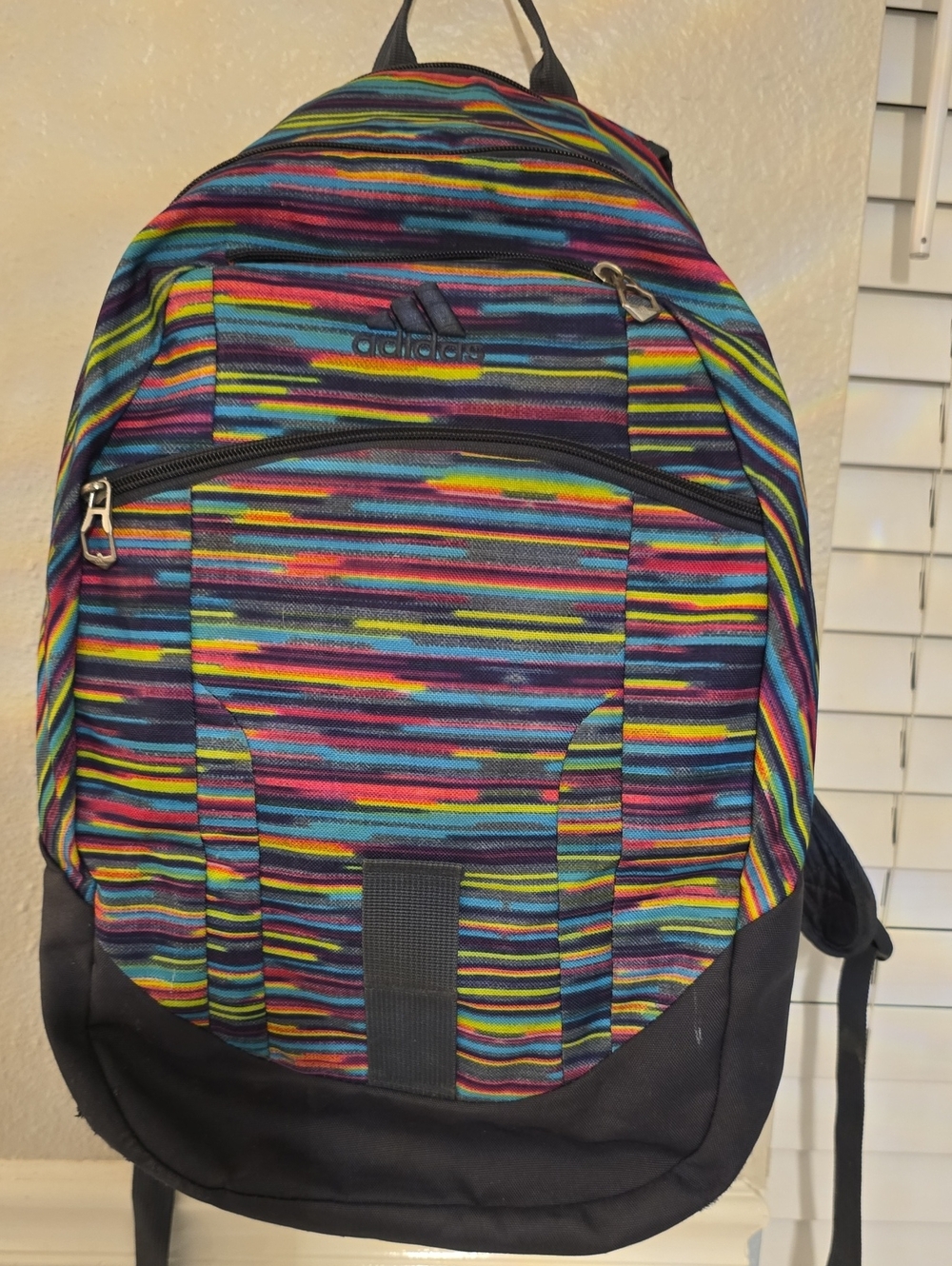 adidas Multicolor Striped Backpack with Black Base - Picture 1 of 10